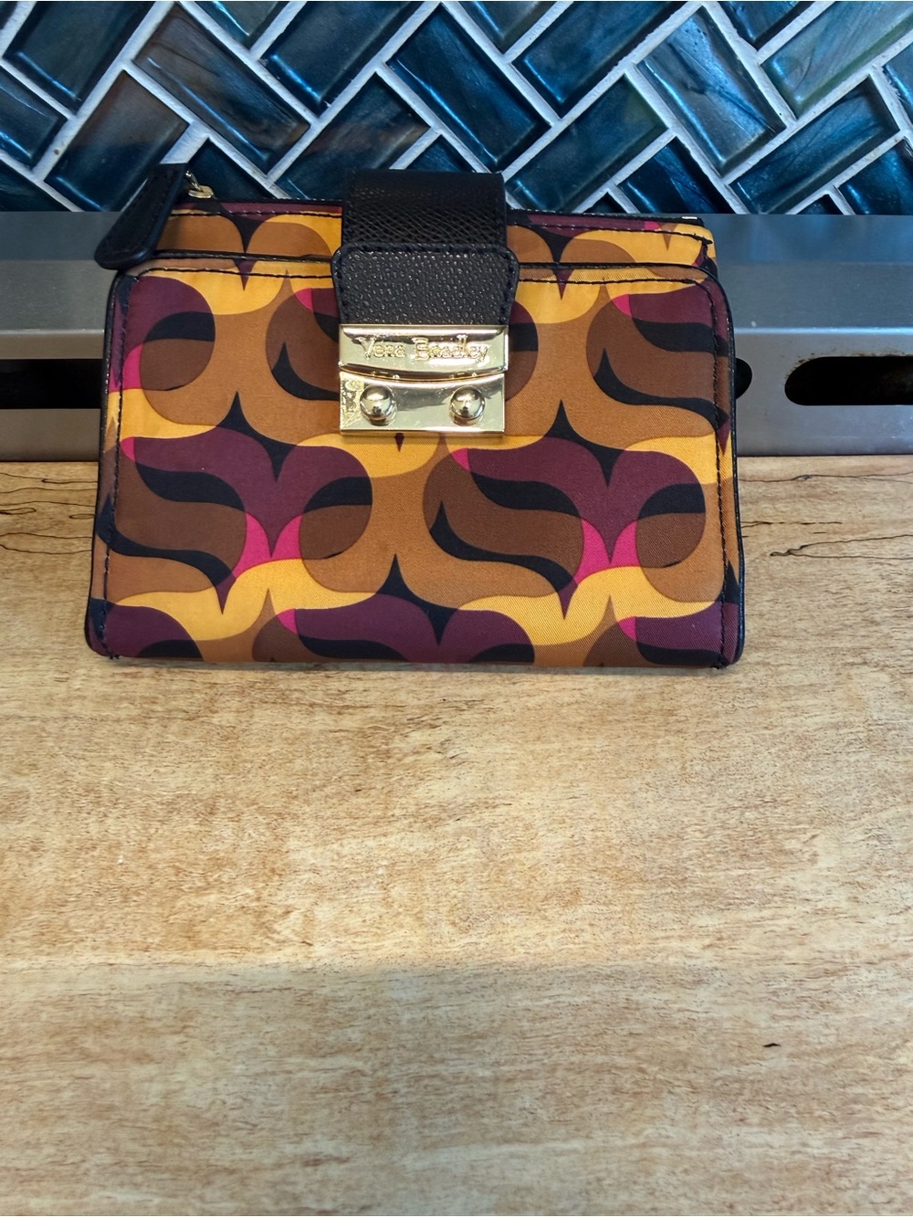 Vera Bradley Geometric Print Wallet - Yellow, Brown, Pink
